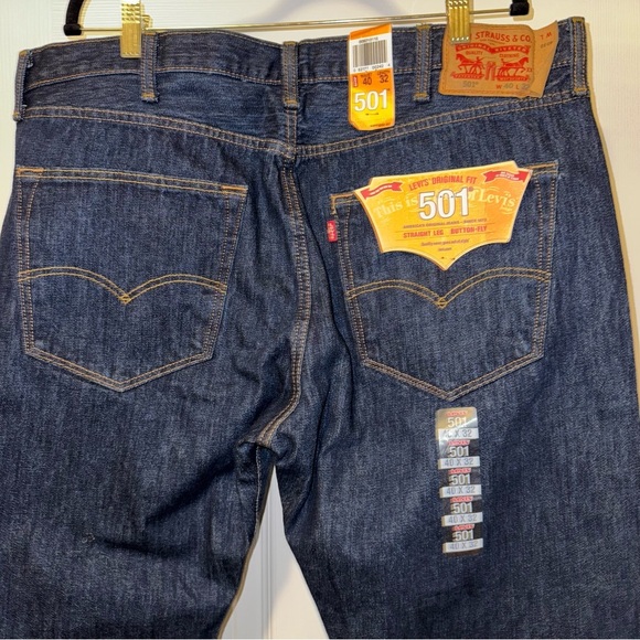Levi's 501 Blue Straight Jeans Classic Fit - Picture 5 of 8